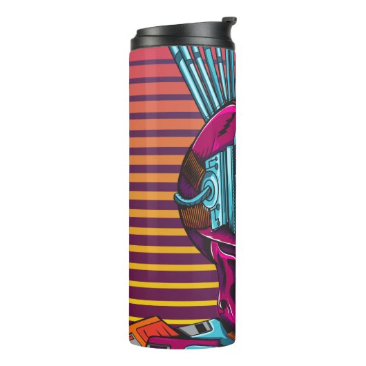 Cyber Skull Virtual Reality Cyberpunk diskette Thermosbeker (Gedraaid links)