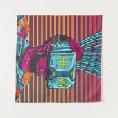 Cyber Skull Virtual Reality Cyberpunk diskette Wandkleed (Voorkant (horizontaal))