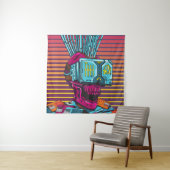 Cyber Skull Virtual Reality Cyberpunk diskette Wandkleed (In situ)