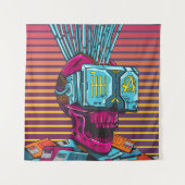 Cyber Skull Virtual Reality Cyberpunk diskette Wandkleed (Voorkant)