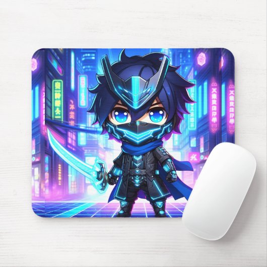 Cyber Slash – Chibi Ninja Battle Mousepad Muismat (Met muis)