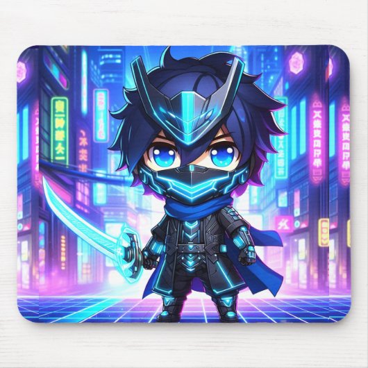 Cyber Slash – Chibi Ninja Battle Mousepad Muismat (Voorkant)