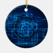 Cyber Technology Matrix Patroon Keramisch Ornament (Voorkant)