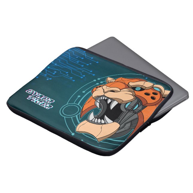 Cyber Tiger | 13-inch laptophoes Laptop Sleeve (Voorkant top)