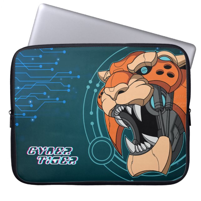 Cyber Tiger | 15-inch laptophoes Laptop Sleeve (Voorkant)