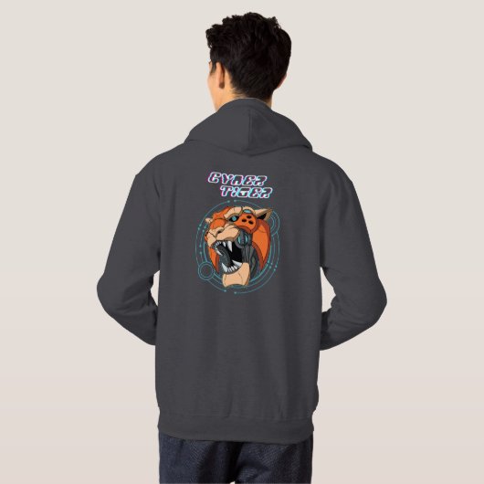 Cyber Tiger | MANNEN Hoodie (Achterkant volledig)