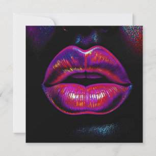 Cyber Venus Lips – Kleurrijk Lips Portret Kaart