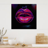 Cyber Venus Lips – Kleurrijk Lips Portret Poster (Keuken)