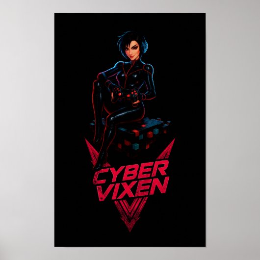 Cyber Vixen Gamer Girl Gaming Graphic - Video Game Poster (Voorkant)