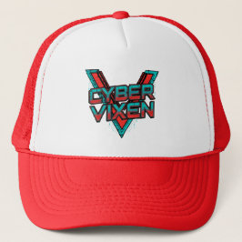 Cyber Vixen - Red Teal Gamer Girl Graphic Gaming Trucker Pet