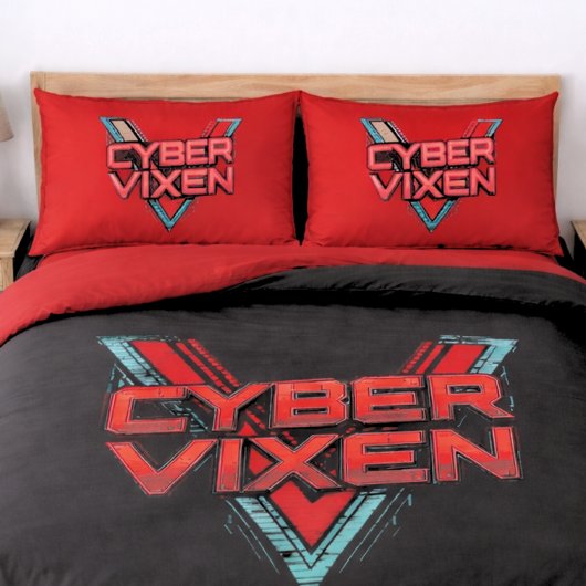 Cyber Vixen - Reversible Red Teal Gamer Girl Kussensloop