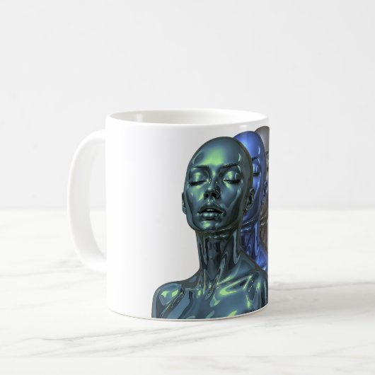 Cyber Vrouwen Op Een Rij Koffiemok (Voorkant links)