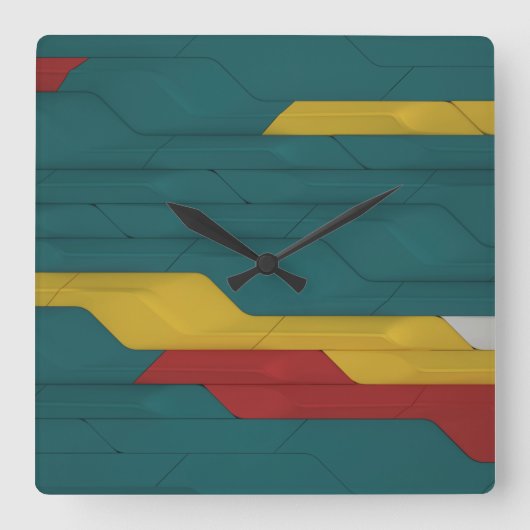 Cyber Wall Square Wall Clock Vierkante Klok (Voorkant)