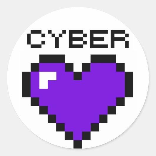 Cyber Warfare Paarse hart Ronde Sticker (Voorkant)
