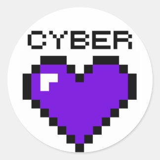 Cyber Warfare Paarse hart Ronde Sticker