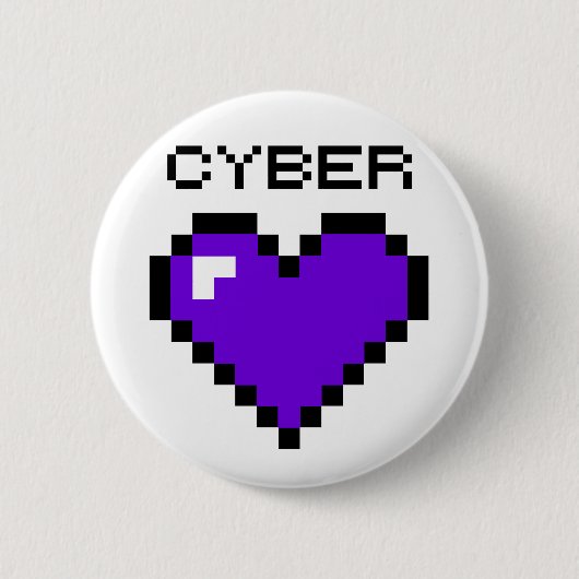 Cyber Warfare Paarse Heart-knop Ronde Button 5,7 Cm (Voorkant)