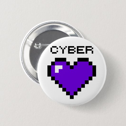 Cyber Warfare Paarse Heart-knop Ronde Button 5,7 Cm (Voorkant /achterkant)