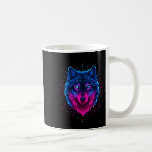 Cyber Wolf For Animal Lovers And Birthday And Birt Koffiemok (Rechts)
