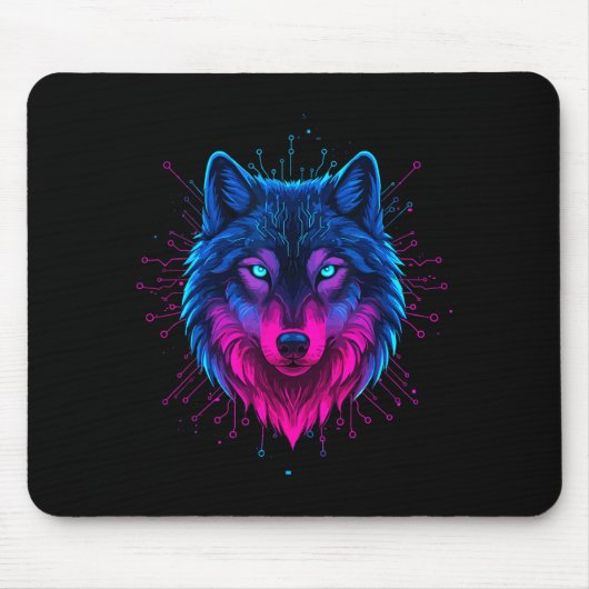 Cyber Wolf For Animal Lovers And Birthday And Birt Muismat (Voorkant)