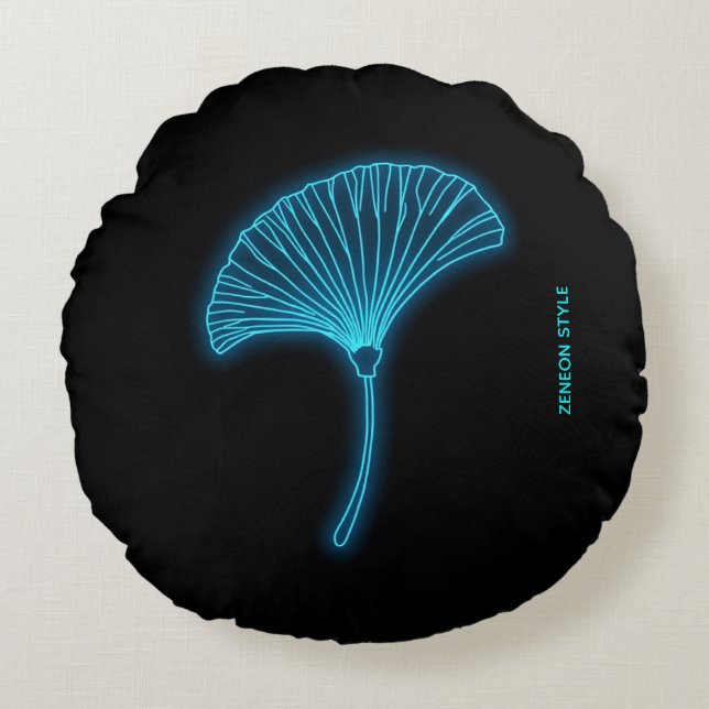 Cyber Zen Neon Ginkgo Kussen - Gepersonaliseerde O (Voorkant)