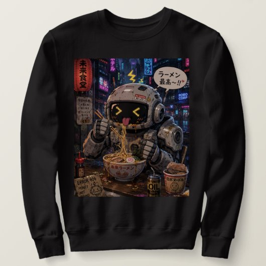Cyberbeetjes – Robot Ramen Nacht Trui (Design voorkant)