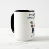 Cyberbeveiliging: de coole agent op patrouille mok (Voorkant links)