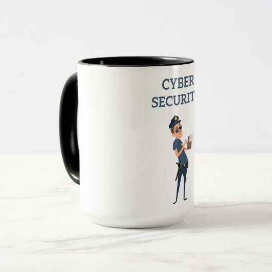 Cyberbeveiliging: de coole agent op patrouille mok (Voorkant links)