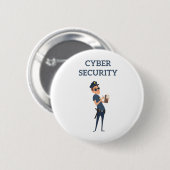 Cyberbeveiliging: de coole agent op patrouille ronde button 5,7 cm (Voorkant /achterkant)