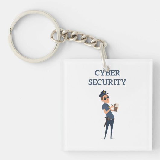 Cyberbeveiliging: de coole agent op patrouille sleutelhanger (voorkant)