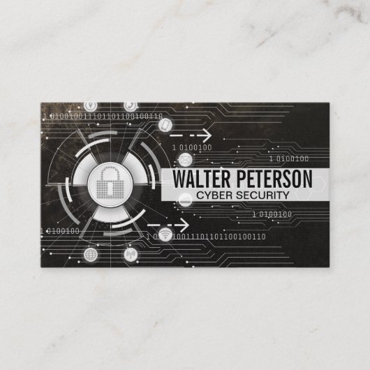 Cyberbeveiliging | gegevensbank | Wereldwijd netwe Visitekaartje (Voorkant)