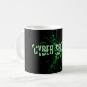 Cyberbeveiliging | Groen gebroken glas typografie Koffiemok (Voorkant links)