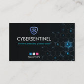 cyberbeveiligingsbedrijf | Eenvoudig donker futuri Visitekaartje (Achterkant)