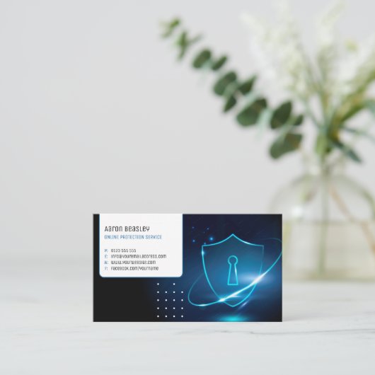 Cyberbeveiligingsdiensten | ONLINE BESCHERMINGSSER Visitekaartje (Staand voorkant)
