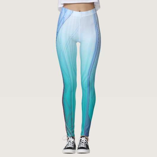 Cyberblauw sci-Fi-paneel Holografisch Leggings (Voorkant)