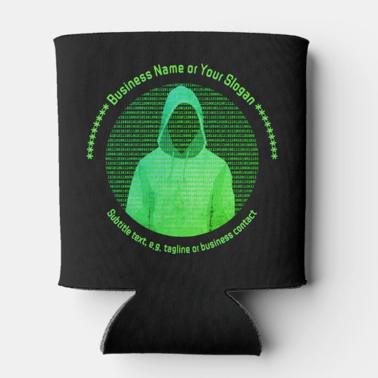 Cybercrime Hooded Hacker Computer Thema - eigen te Blikjeskoeler (Achterkant)