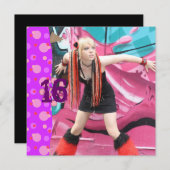 Cybergoth Pink Polka Dot Sweet 16 Birthday Kaart (Voorkant / Achterkant)