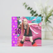 Cybergoth Pink Polka Dot Sweet 16 Birthday Kaart (Staand voorkant)
