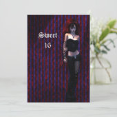 Cybergoth Vampire Sweet 16 Birthday Kaart (Staand voorkant)