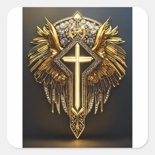 CyberLion: futuristisch geometrisch gebulder Vierkante Sticker (Voorkant)