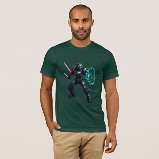 Cybernetic Gladiator – Neon Blade Warrior T-shirt (Voorkant volledig)