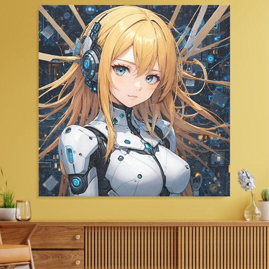 Cybernetic Guardian: het hart van de toekomst Canvas Afdruk (Insitu (Woonkamer))