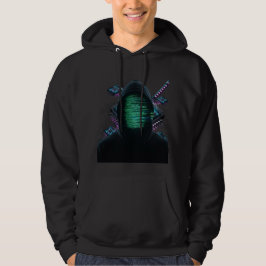 Cybernetic Tech Fusion - Neon Katana & CPU Circuit Hoodie