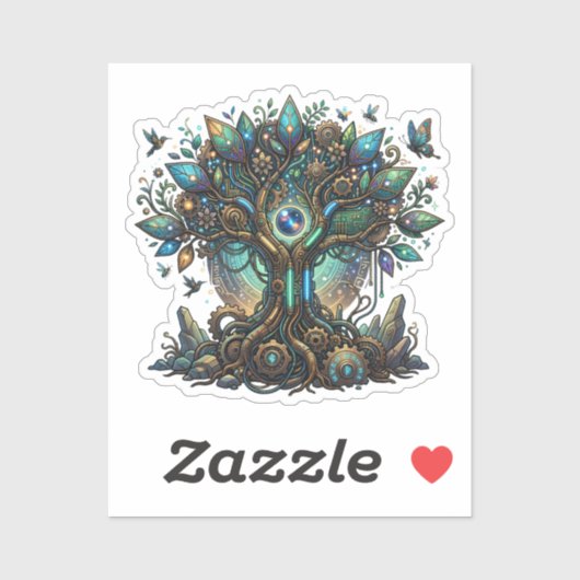 Cybernetic Tree of Life Cosmic Steampunk Sticker (Vel)