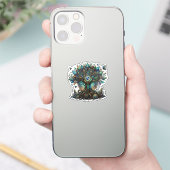Cybernetic Tree of Life Cosmic Steampunk Sticker (Telefoon)