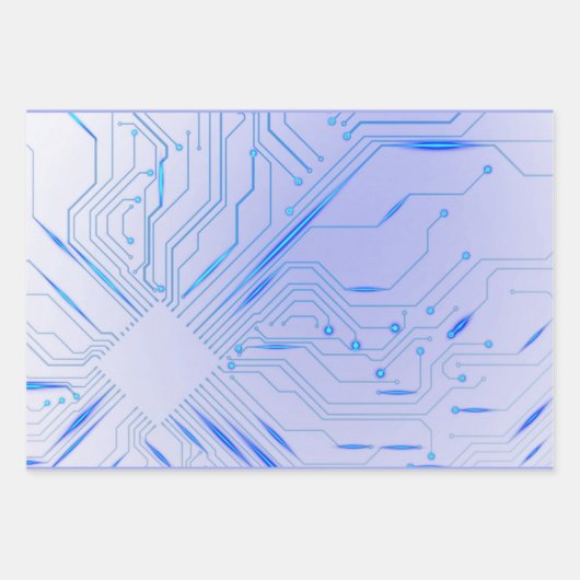 Cybernetisch Blauwe Chip Moederbord Inpakpapier Vel (Voorkant)
