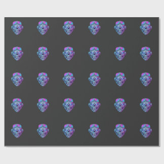 Cybernetisch Neon Schedel Grafische T-Shirt Cadeaupapier