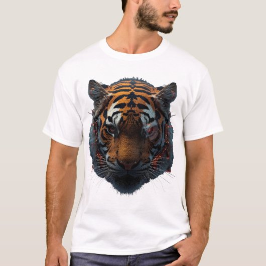 Cybernetisch Tijger Grafisch T-Shirt (Voorkant)