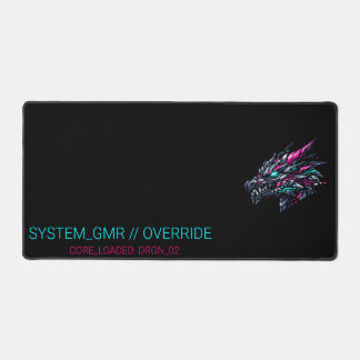 Cybernetische Draak Neon Glitch Gaming Bureaumat