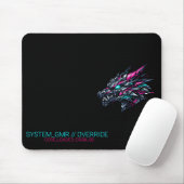 Cybernetische Draak Neon Glitch Gaming Muismat (Met muis)
