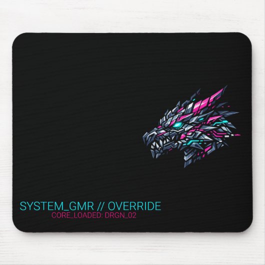 Cybernetische Draak Neon Glitch Gaming Muismat (Voorkant)